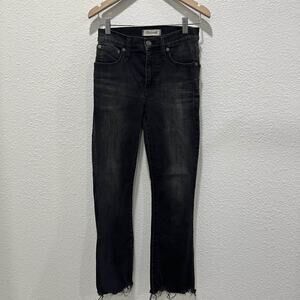 Madewell Women's Black Straight Leg Raw Hem Jeans Demi Boot Size 24